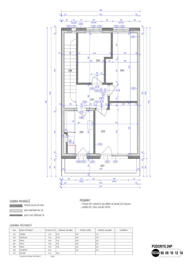 Dům 4+kk · patro – půdorys